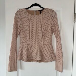 BCBGMaxAzria Beige Textured Women's Blouse